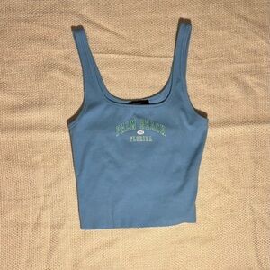 Forever 21 Blue Fitted Crop Tank Top